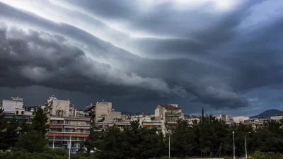 Σύννεφα στον ουρανό της Θεσσαλονίκης τον Μάρτιο