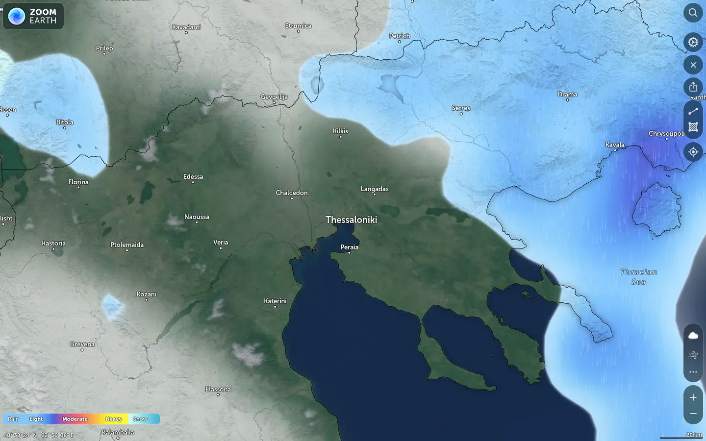 Χάρτης βροχόπτωσης Θεσσαλονίκη καιρός