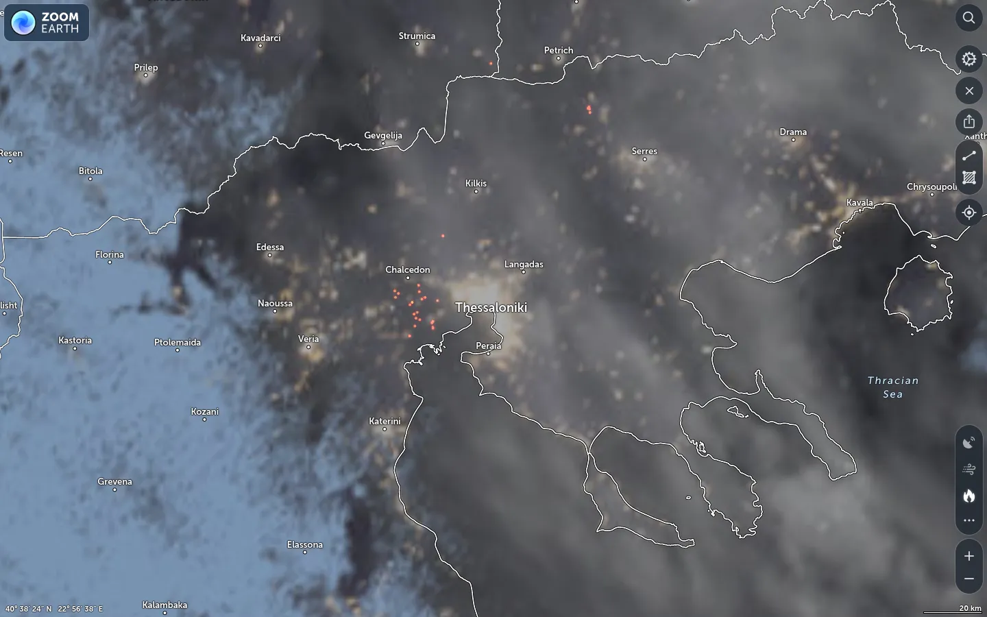 Δορυφορική εικόνα Θεσσαλονίκη καιρός