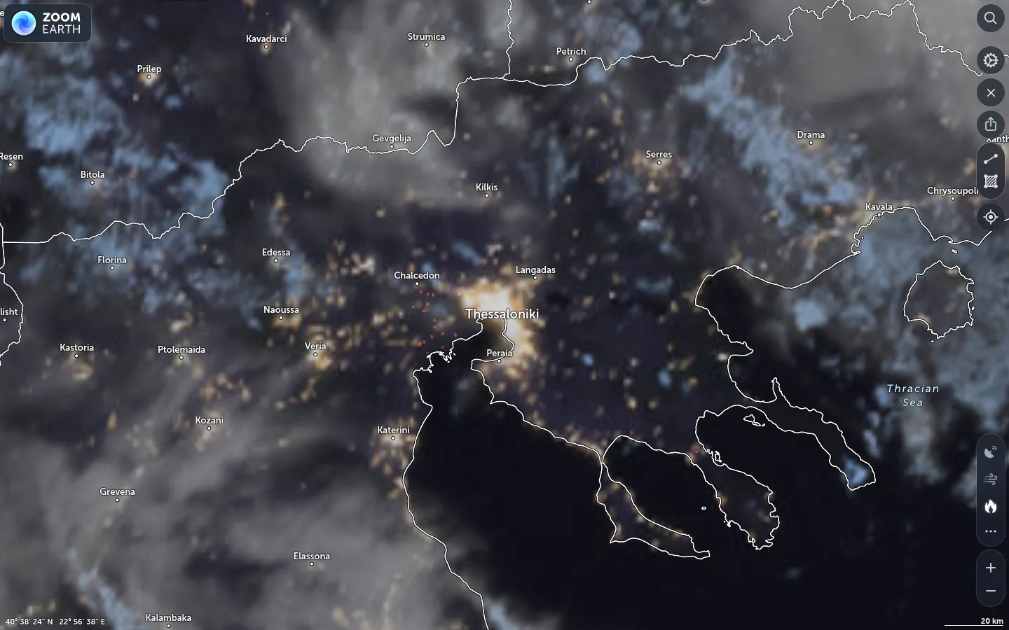 Δορυφορική εικόνα Θεσσαλονίκη καιρός