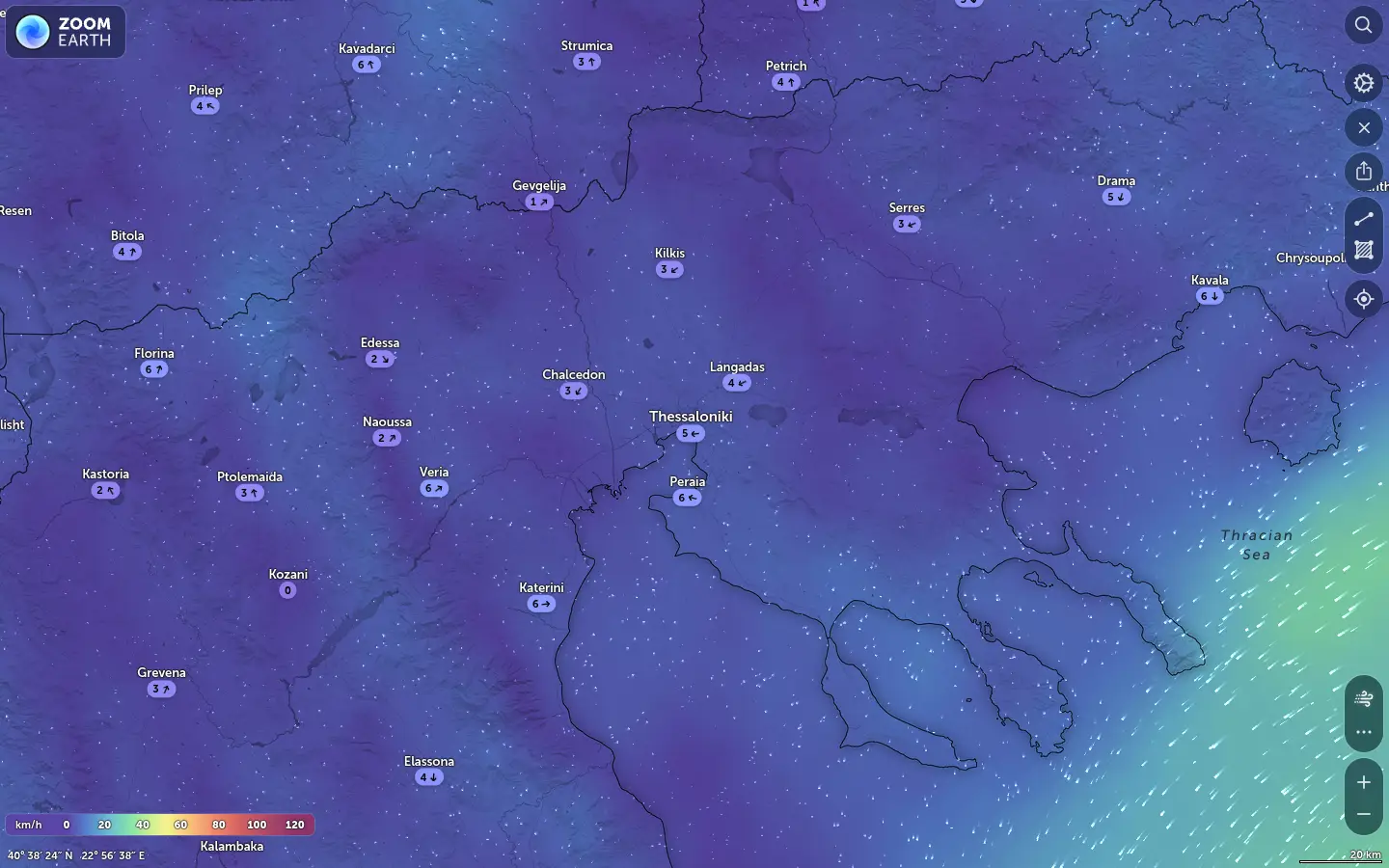 Χάρτης ανέμων Θεσσαλονίκη καιρός