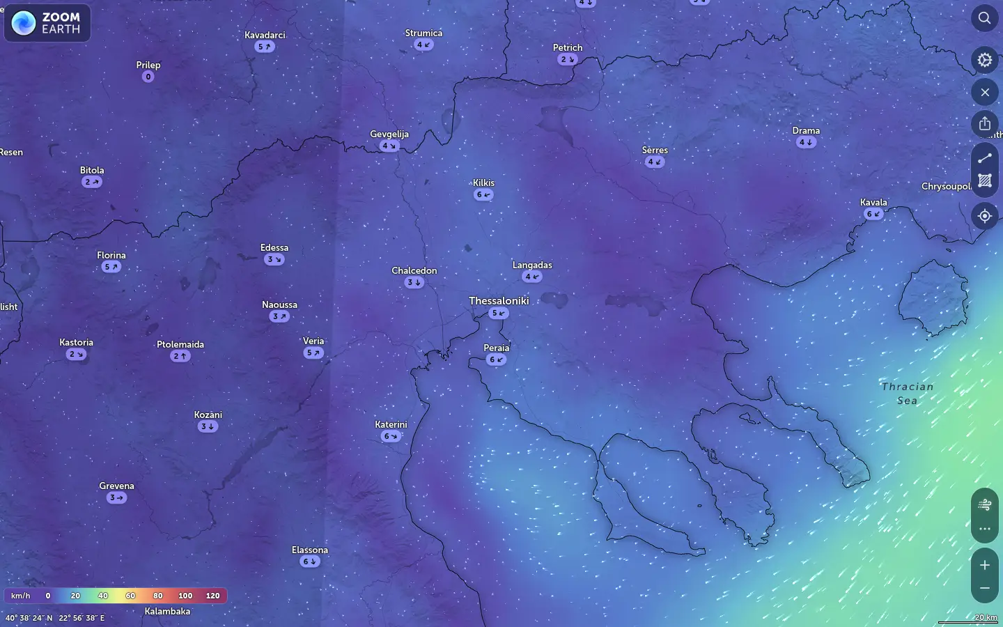 Χάρτης ανέμων Θεσσαλονίκη καιρός