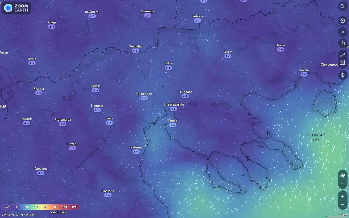 Χάρτης ανέμων Θεσσαλονίκη καιρός