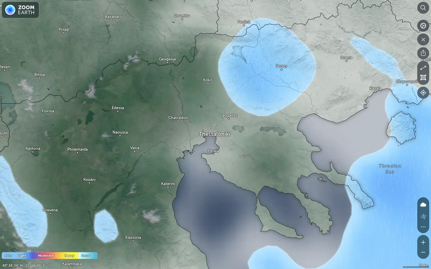 Χάρτης βροχόπτωσης Θεσσαλονίκη καιρός