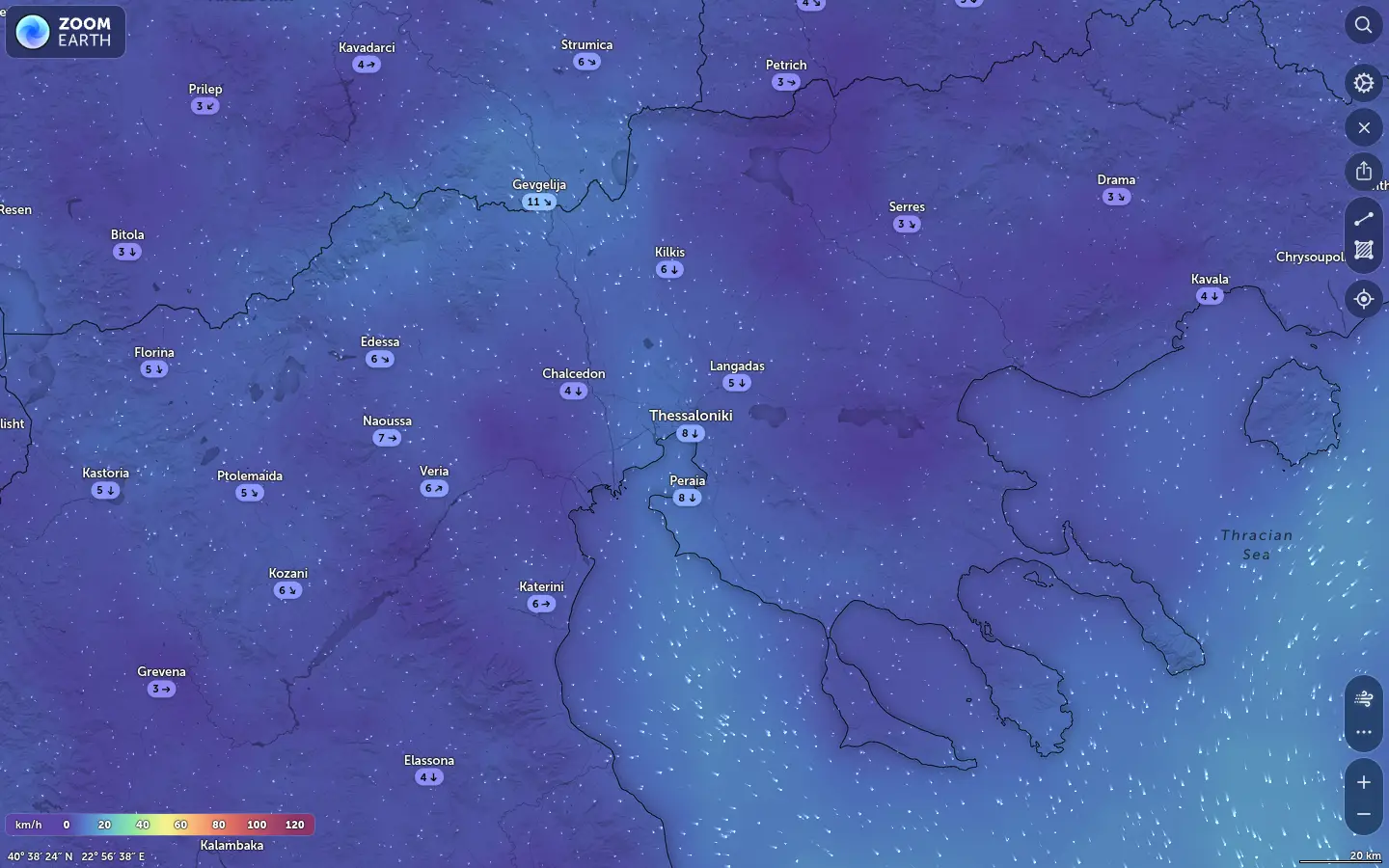 Χάρτης ανέμων Θεσσαλονίκη καιρός
